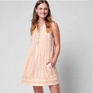 Faherty Isha Dress Organic Cotton Lightweight Breathable Boho Gauze Slub Stripe